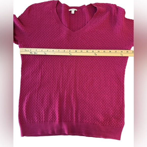 Talbots Hot Pink V-Neck Sweater, Medium - Picture 5 of 6